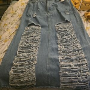 Thrill Light Blue Denim Skirt